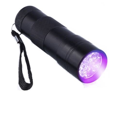 Compact UV Blacklight Flashlight, Aluminium Black