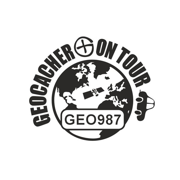 Geocacher on Tour Car Sticker, White, 20 x 17 cm