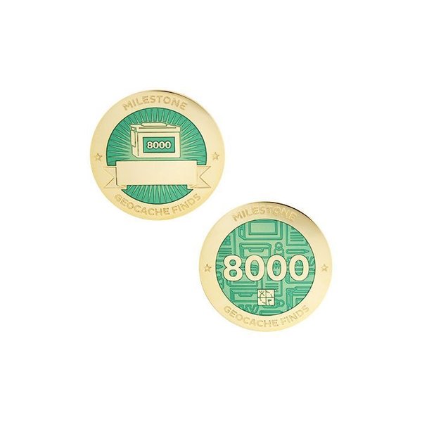 Geocoin and Tag Set, 8000 Finds