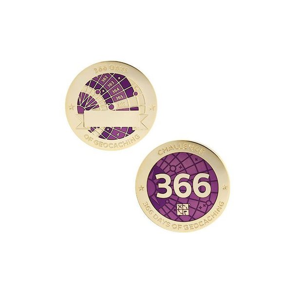 Geocoin and Tag Set, 366 Days of Geocaching
